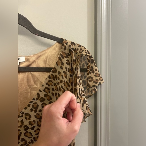 Liz & Co Maxi Dress Women’s 14 Animal Print Cheetah Leopard Ruffle Bow Flowy - Picture 8 of 11